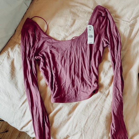 Garage Tops - Open Back Plum Long Sleeve